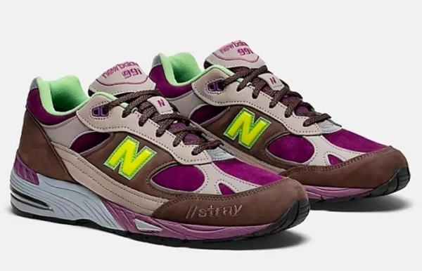 Giày New Balance "Purple Green" x Sneaktorious Stray Rats M991SRG - Ảnh 6