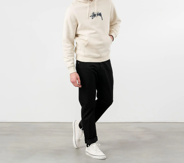 Áo Stussy Stock Logo Embroidered Hoodie Cream - Ảnh 2