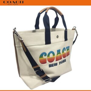Alternative view of Túi Coach Extra Large Canvas Rainbow Tote Bag Chalk Coach F72848