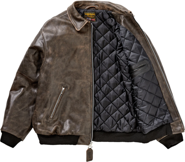 Áo Supreme Vanson Leathers Worn Leather Jacket Brown - Ảnh 2