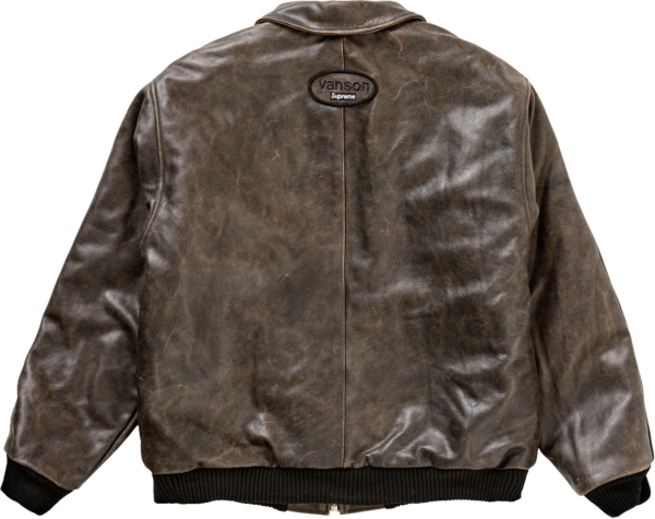 Áo Supreme Vanson Leathers Worn Leather Jacket Brown - Ảnh 3