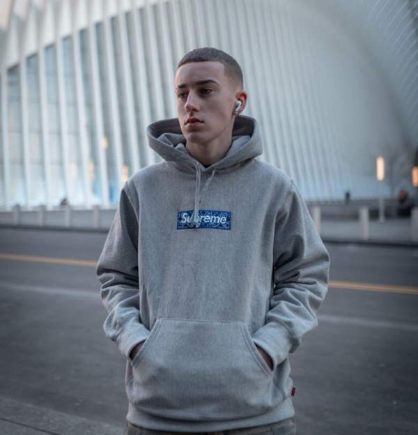 Áo Supreme Bandana Box Logo Hooded Sweatshirt Heather Grey SUP-BABLHSHGY - Ảnh 4