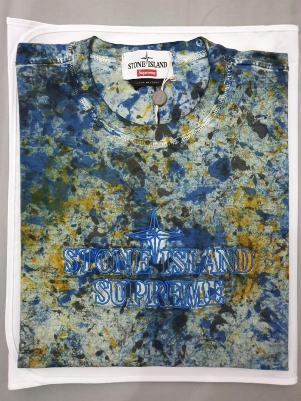 Áo Supreme Stone Island Embroidered Logo SS Top Dark Blue SUP-STIELSTDKBL - Ảnh 3