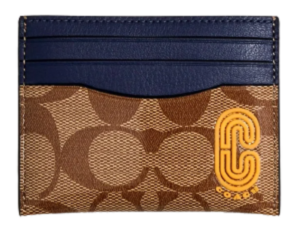 Ví Coach Slim Card Case In Colorblock Signature Canvas Navy Tan IHAQGWGRGJ