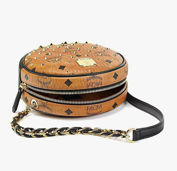 Túi MCM Tambourine Crossbody in Gold Studded Visetos MWRCSVI02CO001 - Ảnh 3
