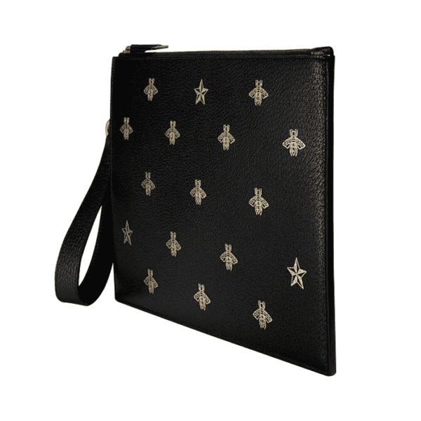 Túi Gucci Bee Star Leather Pouch Black 495066 DJ2KT 8474 - Ảnh 3
