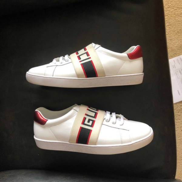 Giày Gucci Stripe Leather Sneaker 'White Red Black' 523469 0FIV0 9091 - Ảnh 6