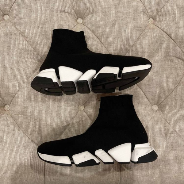 Giày Balenciaga Wmns Speed 2 Trainer Knit 'Black White' 617196-W1702-1015 - Ảnh 4
