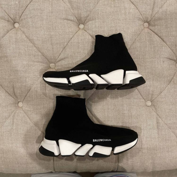 Giày Balenciaga Wmns Speed 2 Trainer Knit 'Black White' 617196-W1702-1015 - Ảnh 2