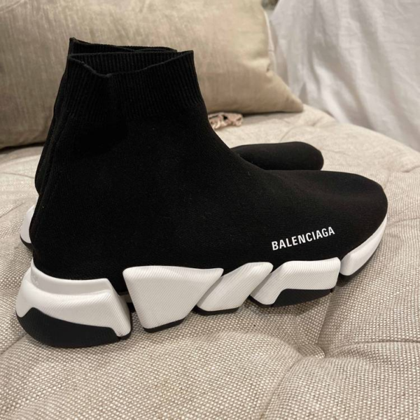 Giày Balenciaga Wmns Speed 2 Trainer Knit 'Black White' 617196-W1702-1015 - Ảnh 3
