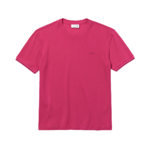 Ao Lacoste Ribbed Bottom Band Crew Neck Pique T-Shirt Pink TH5037-UAF
