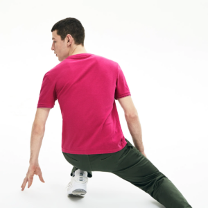 Ao Lacoste Ribbed Bottom Band Crew Neck Pique T-Shirt Pink TH5037-UAF