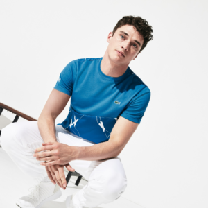 Ao Lacoste Blue Geo Print T Shirt TH8413-4ZK