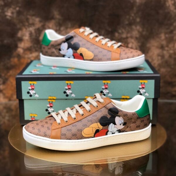 Giày Disney x Gucci Ace Low 'Mickey Mouse Beige'  602548 HWM10 8961 - Ảnh 4