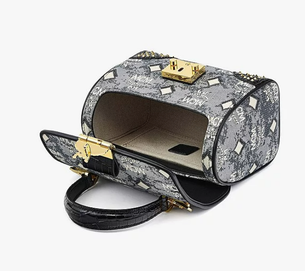 Túi MCM Tracy Satchel in Studded Vintage Monogram Jacquard MWECSTQ01EG001 - Ảnh 3