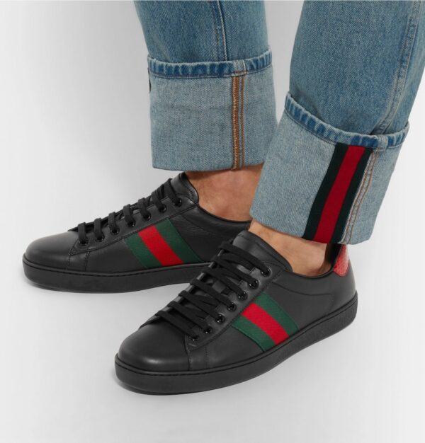 Giày Gucci Ace Leather 'Black' 386750 A38D0 1078 - Ảnh 2