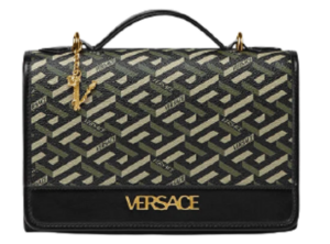Túi Versace La Greca Signature Shoulder Black Khaki 1001908-1A02129-5B15V
