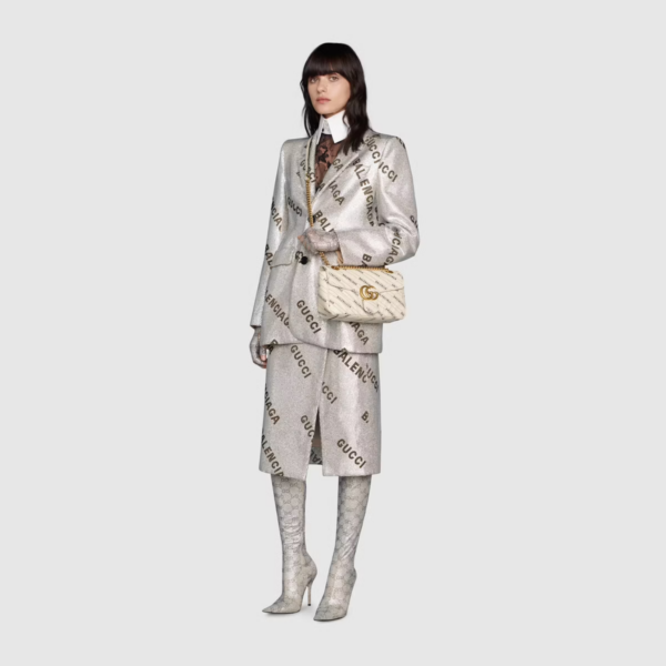 Túi Gucci The Hacker Project Smlall GG Marmont White Leather 443497-UK5AT-9099 - Ảnh 5