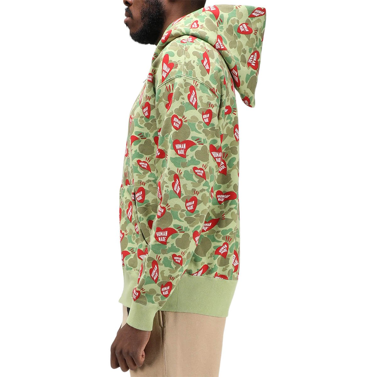 Áo Human Made Heart Camo Zip Hoodie Olive Drab HM324 - Ảnh 3