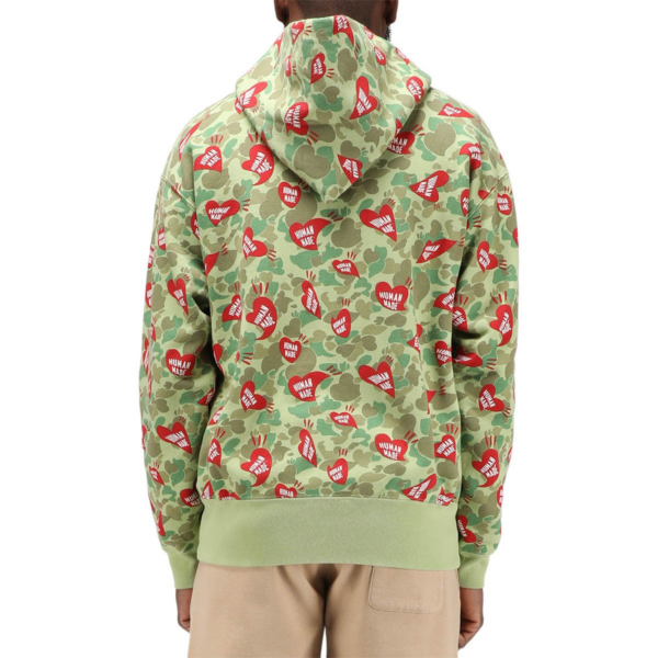 Áo Human Made Heart Camo Zip Hoodie Olive Drab HM324 - Ảnh 2