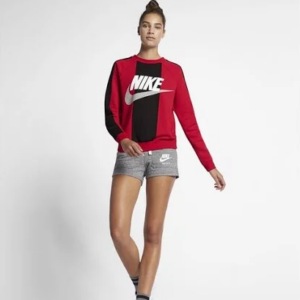 Alternative view of Áo Nike Womans Fleece Crew Sweat Shirt Red Black AV5927-657