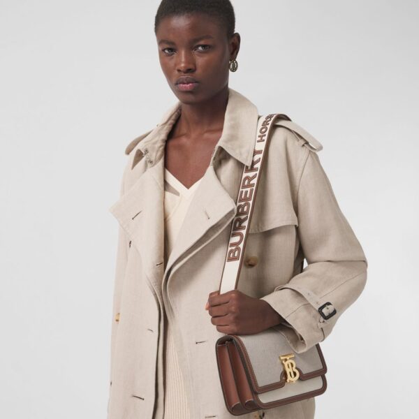 Túi Burberry Small Cotton Canvas and Leather TB Bag 'Soft Fawn Ecru' p80424191 - Ảnh 3