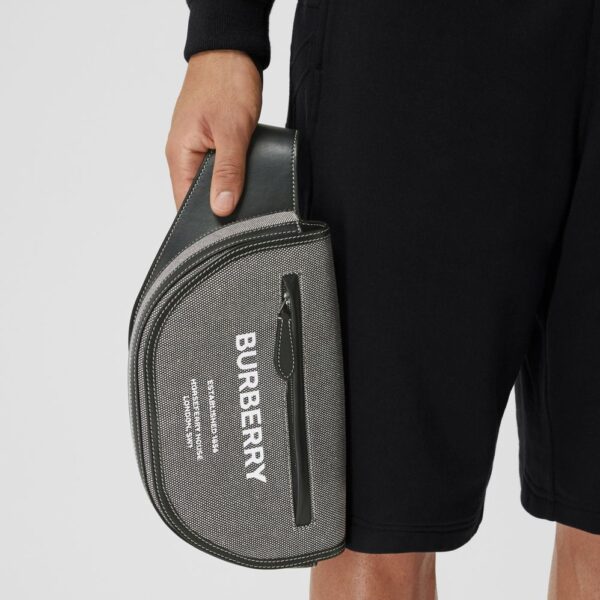 Túi Burberry Small Horseferry Print Canvas Olympia Bum Bag 'Black Grey' - Ảnh 4