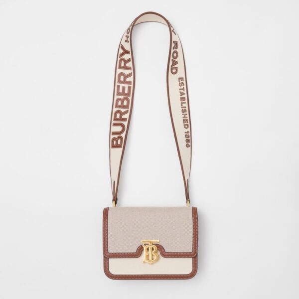 Túi Burberry Small Cotton Canvas and Leather TB Bag 'Soft Fawn Ecru' p80424191 - Ảnh 4