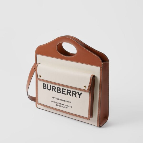 Túi Burberry Medium Two-tone Canvas Leather Pocket Bag 'Natural Malt Brown' - Ảnh 3