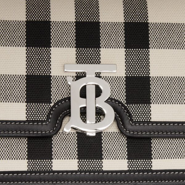 Túi Burberry Small Check Canvas and Leather TB Bag 'Butter Beige Black' - Ảnh 2