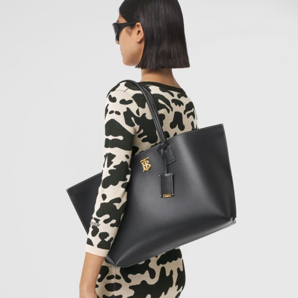 Túi Burberry Medium Monogram Motif Leather Tote 'Black' - Ảnh 3
