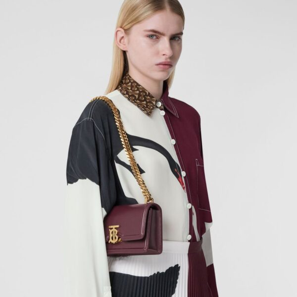 Túi Burberry Mini Leather Chain TB Bag 'Deep Maroon' - Ảnh 3