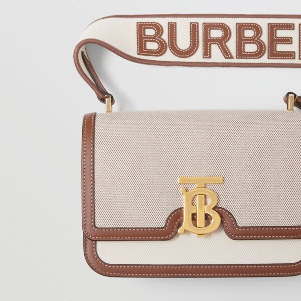 Túi Burberry Small Cotton Canvas and Leather TB Bag 'Soft Fawn Ecru' p80424191 - Ảnh 2