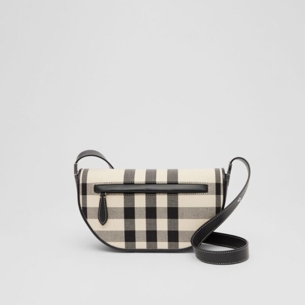 Túi Burberry Small Check Canvas and Leather Olympia Bag 'Buttermilk Beige Black' - Ảnh 4