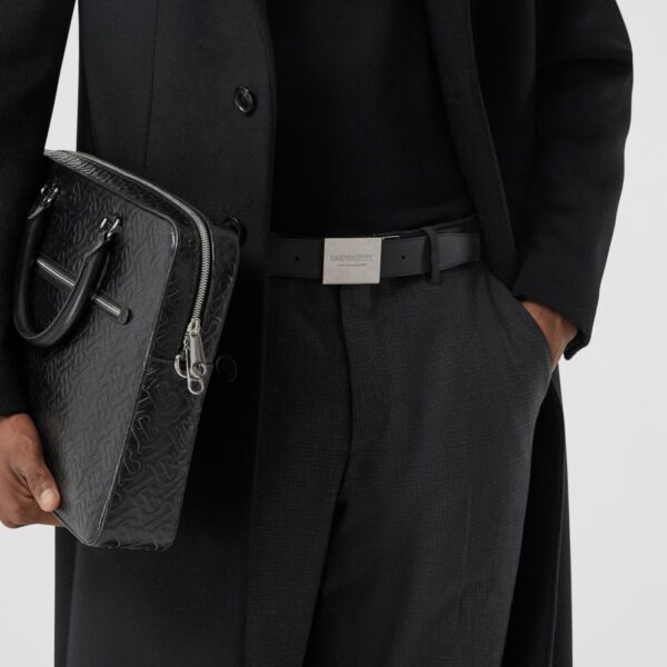 Thắt Lưng Burberry Reversible Plaque Buckle London Check and Leather Belt 'Dark Charcoal' - Ảnh 3