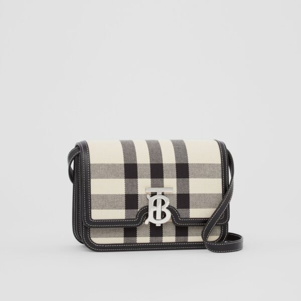 Túi Burberry Small Check Canvas and Leather TB Bag 'Butter Beige Black' - Ảnh 7