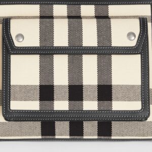Alternative view of Túi Burberry Mini Check Canvas and Leather Pocket Bag 'Butter Beige Black'