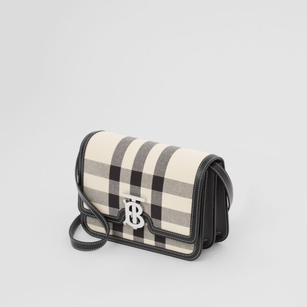 Túi Burberry Small Check Canvas and Leather TB Bag 'Butter Beige Black' - Ảnh 4