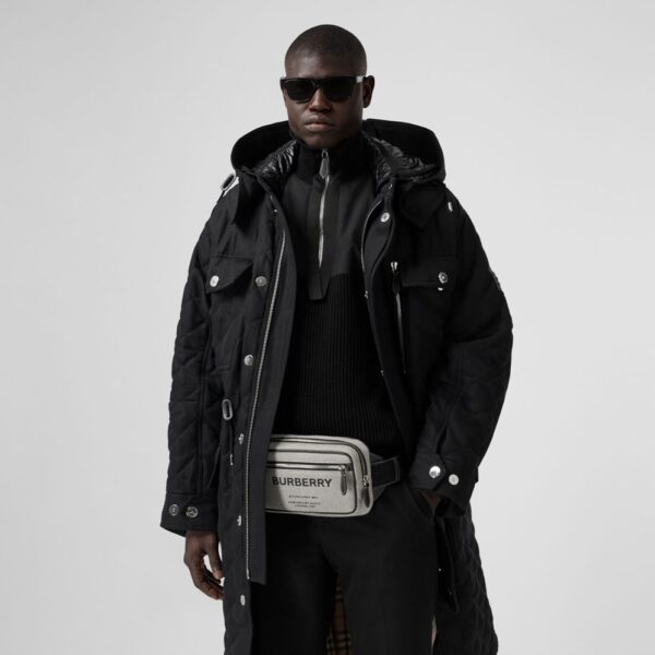 Túi Burberry Horseferry Print Cotton Canvas Bum Bag 'Black' p80389021 - Ảnh 3