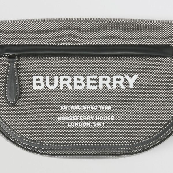 Túi Burberry Small Horseferry Print Canvas Olympia Bum Bag 'Black Grey' - Ảnh 2