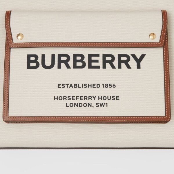 Túi Burberry Medium Two-tone Canvas Leather Pocket Bag 'Natural Malt Brown' - Ảnh 2