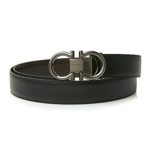 Thắt Lưng Salvatore Ferragamo Men's Belt Gancini 745801 NERO HICKORY 46