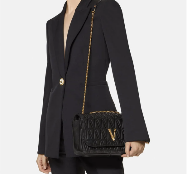 Túi Versace Virtus Quilted Nappa Leather Shoulder Black DBFH822-D2NTRT-DNMOV - Ảnh 2