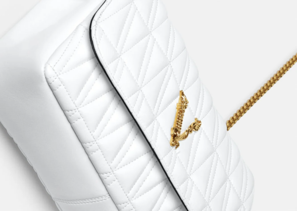 Túi Versace Virtus Quilted Nappa Leather Shoulder White DBFH822-DNATRS-1W00V - Ảnh 5
