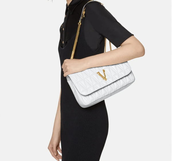 Túi Versace Virtus Quilted Nappa Leather Shoulder White DBFH822-DNATRS-1W00V - Ảnh 2