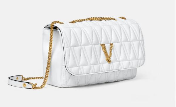 Túi Versace Virtus Quilted Nappa Leather Shoulder White DBFH822-DNATRS-1W00V - Ảnh 4
