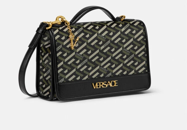 Túi Versace La Greca Signature Shoulder Black Khaki 1001908-1A02129-5B15V - Ảnh 4