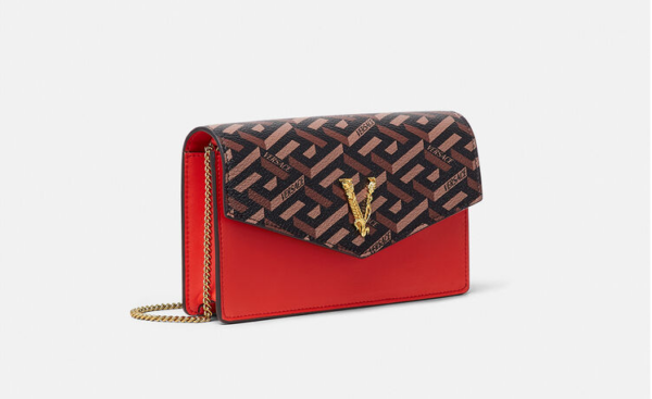 Túi Versace La Greca Signature Pouch Red Brown 1003086-1A01444-5B35V - Ảnh 4