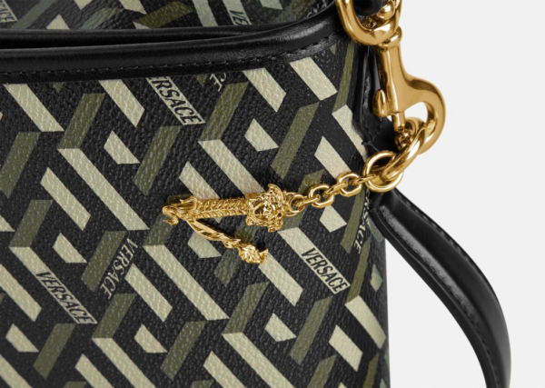 Túi Versace La Greca Signature Shoulder Black Khaki 1001908-1A02129-5B15V - Ảnh 5