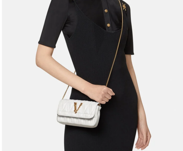 Túi Versace Virtus Quilted Nappa Leather Evening White DBFI002-DNATRS-1W00V - Ảnh 2